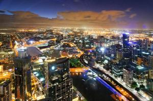 Aerial evening looking west from Eureka Tower