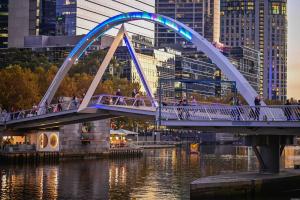 Evan Walker Bridge and Ponyfish Island at dusk