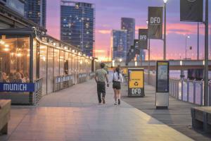 South Wharf promenade at dusk